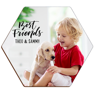 High Density Fiberboard (HDF) Hexagon Coaster with Cork Back – 3153