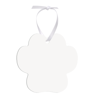 Aluminum Paw Print Ornament w/ White Ribbon, 2-Sided – 4449