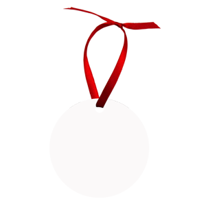 Aluminum Round Ornament w/ Red Ribbon, 1-Sided – 4599