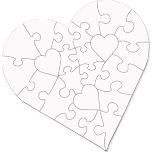 High Density Fiberboard (HDF) Heart Puzzle, 25 pcs – 4745