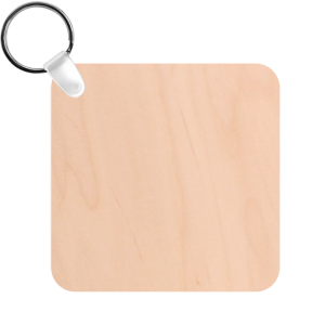 MDF Maple Veneer Natural Wood Square 1-Sided Key Chain – 4799