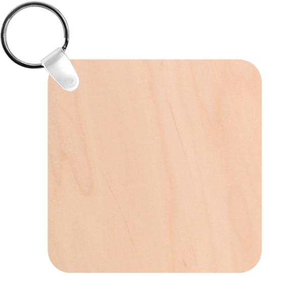 MDF Maple Veneer Natural Wood Square 1-Sided Key Chain – 4799