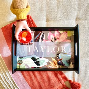 High-Density Fiberboard (HDF)  Large Espresso Black Serving Tray w/ Insert (#5709) – 5985