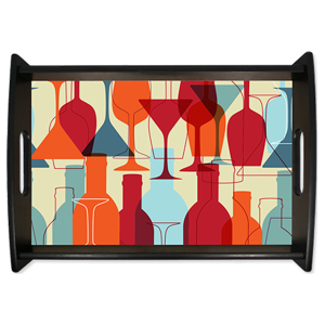 High-Density Fiberboard (HDF) Small Espresso Black Serving Tray w/ Insert (#5710) – 5987